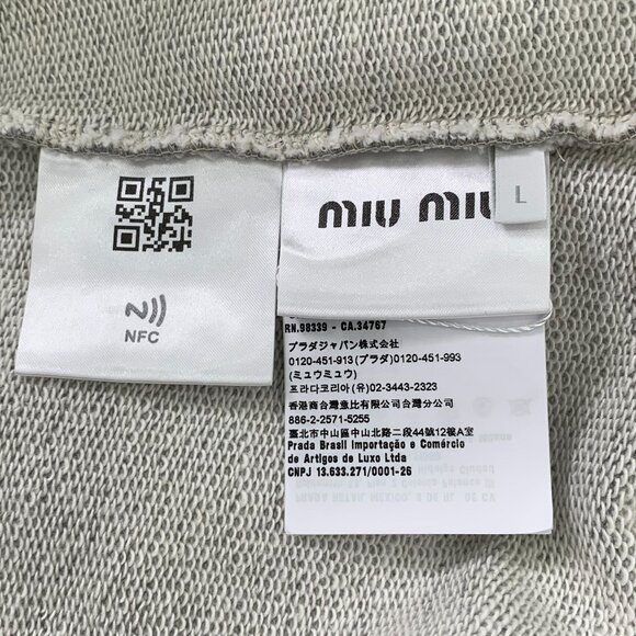 Miu Miu Gray Hooded Sweatshirt With Kangaroo Pocket L - Picture 6 of 8